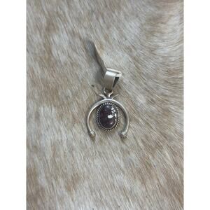 Native American SW Sterling Silver Wild Horse Naja Horseshoe Pendant Large Bail